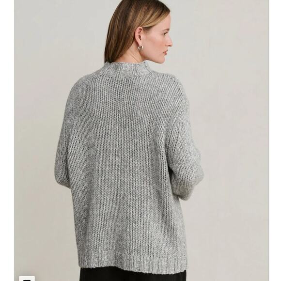 Jenni Kayne Moritz Mockneck Pullover Sweater Grey Marl Wool Blend Large Sold Out - Picture 9 of 13